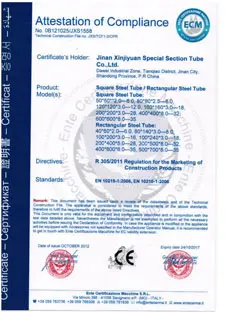 Lloyd's Register EU CE certificate for EN 10210 and EN 10219 hollow sections
