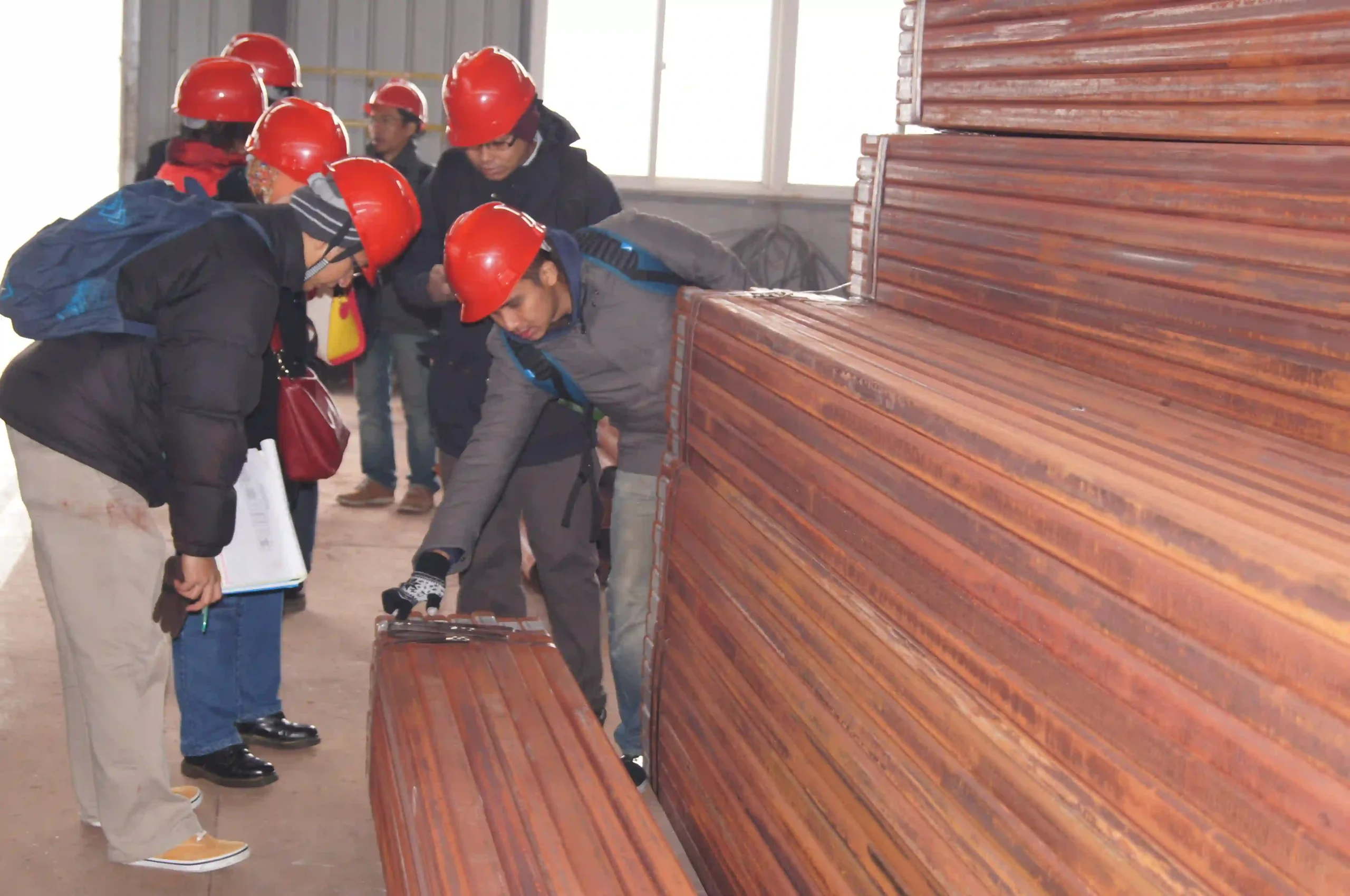 Client verifying packing and labelling before container loading